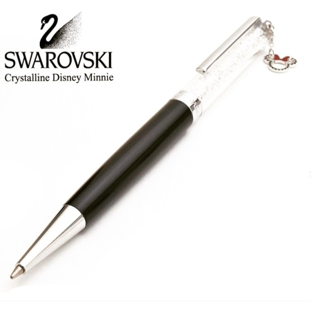 Swarovski Black and Silver Crystal Pen with Minnie Charm